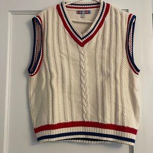 Urban outfitters - Cable knit sweater vest w/ blue and red trim
